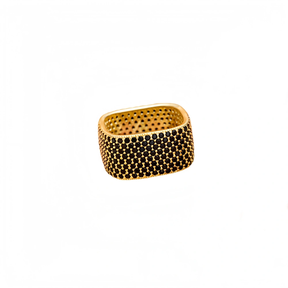 Mushan Luxury Brand New All Diamond  Light Luxury  Wide Square Ring For Women  Silver And Gold Plated Couple Rings