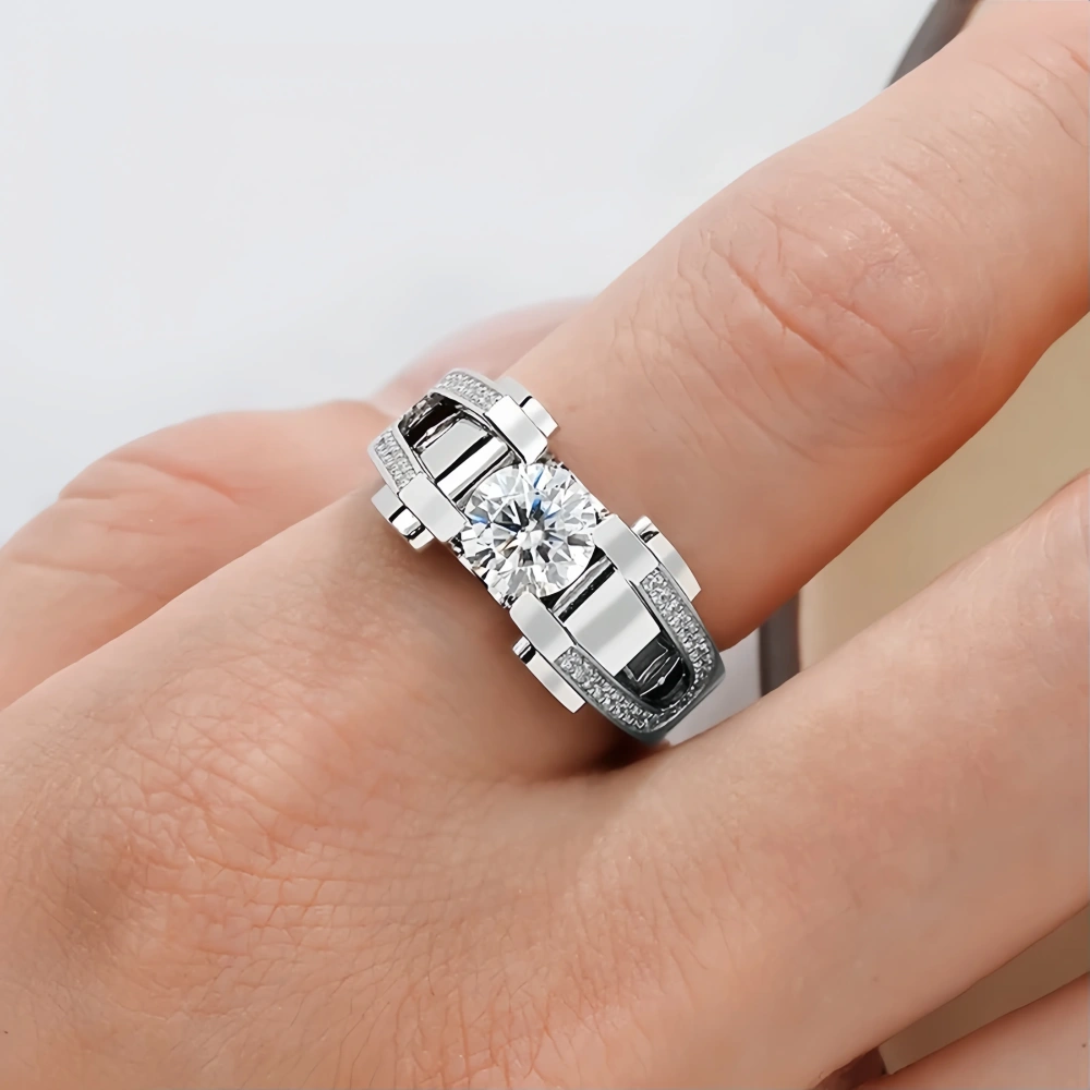 Veeie Veein Brand Designer S 925 Sterling Silver  2-Carat Ring Stone Hip-Hop Chain Cuban Men GRA Certificate Ring Jewelry