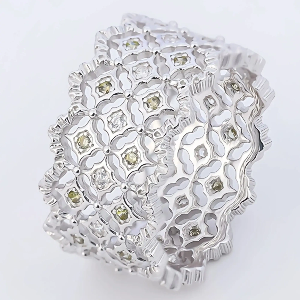 Mushan Luxury Brand Diamond Studded Lace Hollow Ring Lab Grown High Carbon Diamond Zircon 925 Sterling Silver Rings Fine Jewelry