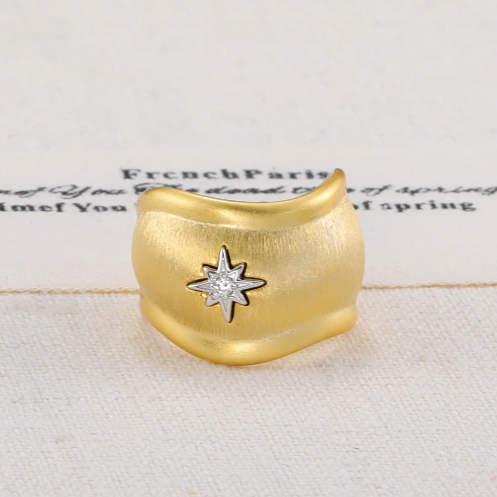 Mushan Luxury Brand High Quality Mid Style Starlight Brushed Ring  French Retro High End WomenS Ring Tail Ring Jewelry