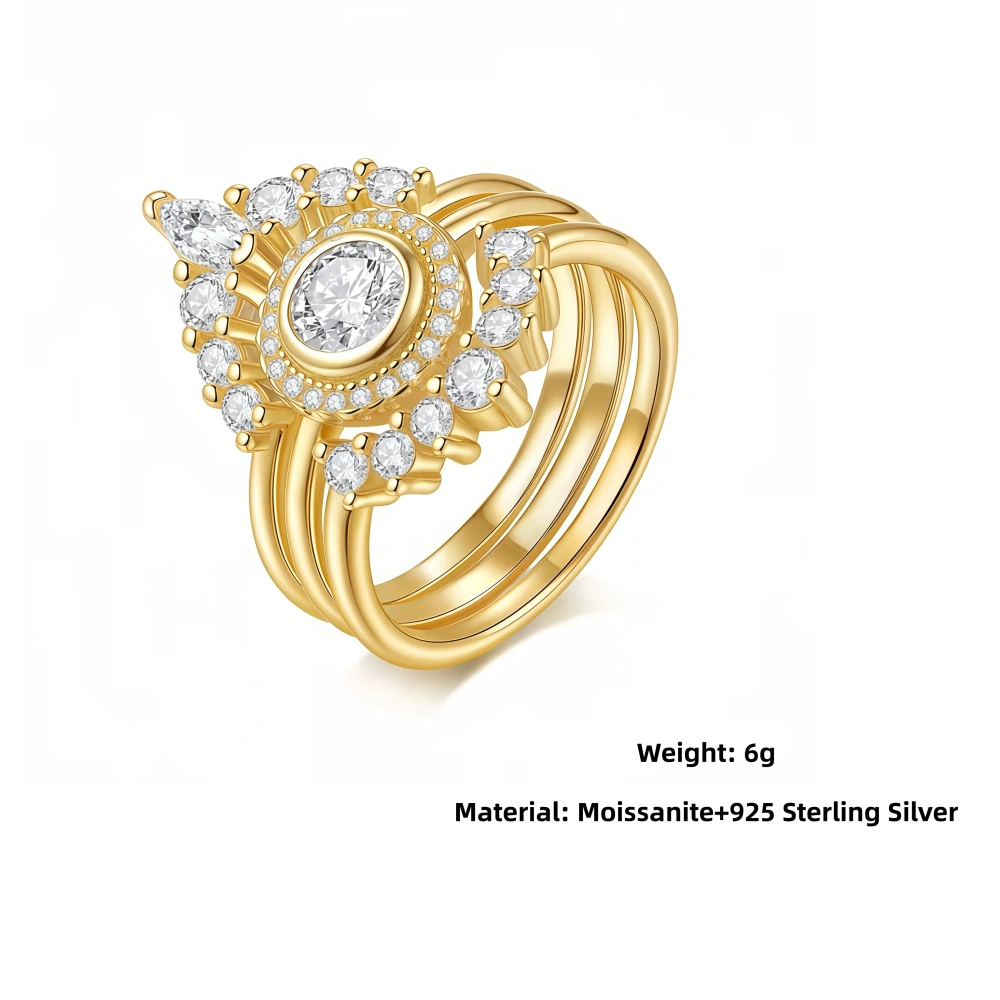 Veeie Veein Fashion Luxury Brand Designer S925 Sterling Silver Ring Moissanite GRA Certificate Floral  Ring Trend Ring Jewelry