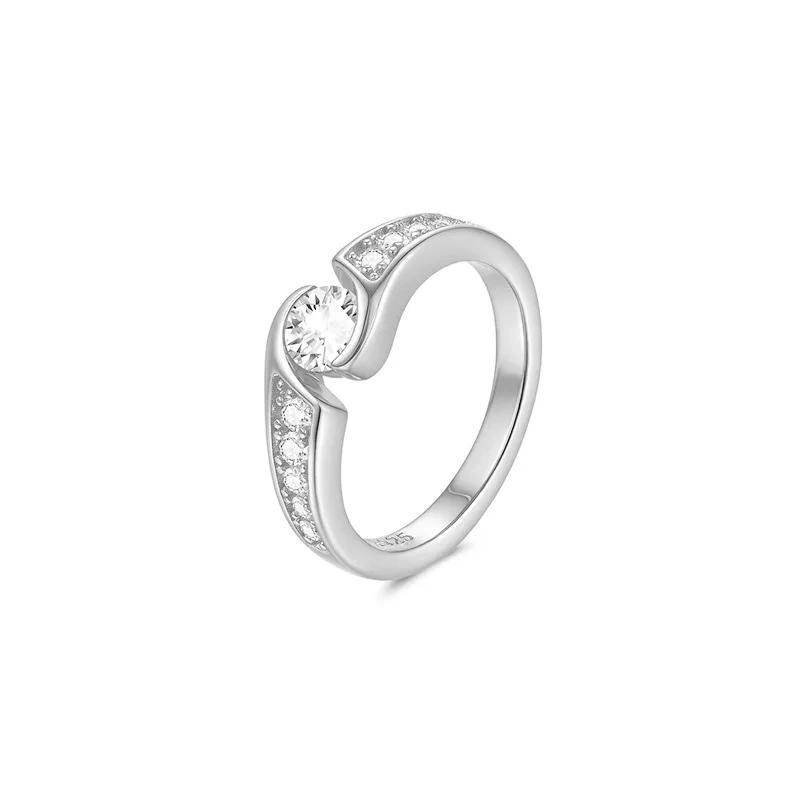 Veeie Veein Luxury Brand Products GRA Certificate S 925 Sterling Silver Inlaid Irregular-Shaped Oval Moissanite Ring Jewelry