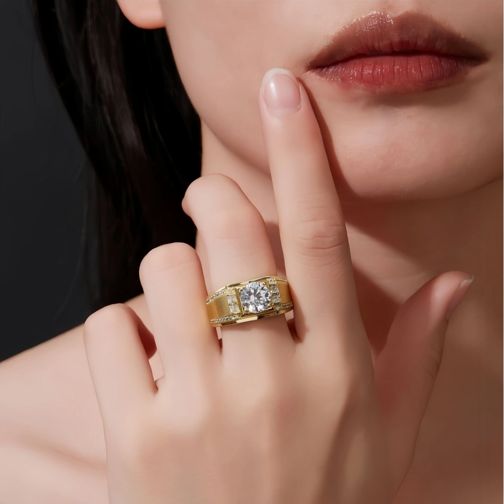 Veeie Veein Brand New Products Luxury Brand Designer S 925 Silver Inlay 2ct Mosang GRA Certificate Ring  Men Ring Jewelry
