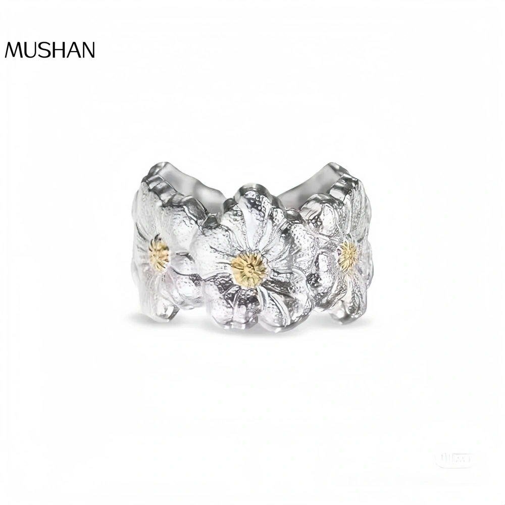 Mushan Luxury Brand The Cross-Border Best-Selling Daisy Gardenia Silver Ring Has Become A Bestseller On Xiaohongshu