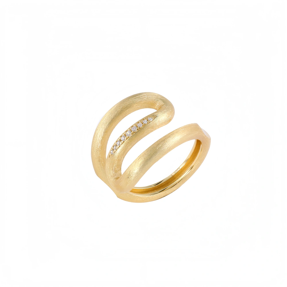 Mushan Luxury Brand Lrregular Shaped Diamond Studded Ring 18K Gold Plated Zircon Diamond 925 Sterling Silver Rings Fine Jewelry