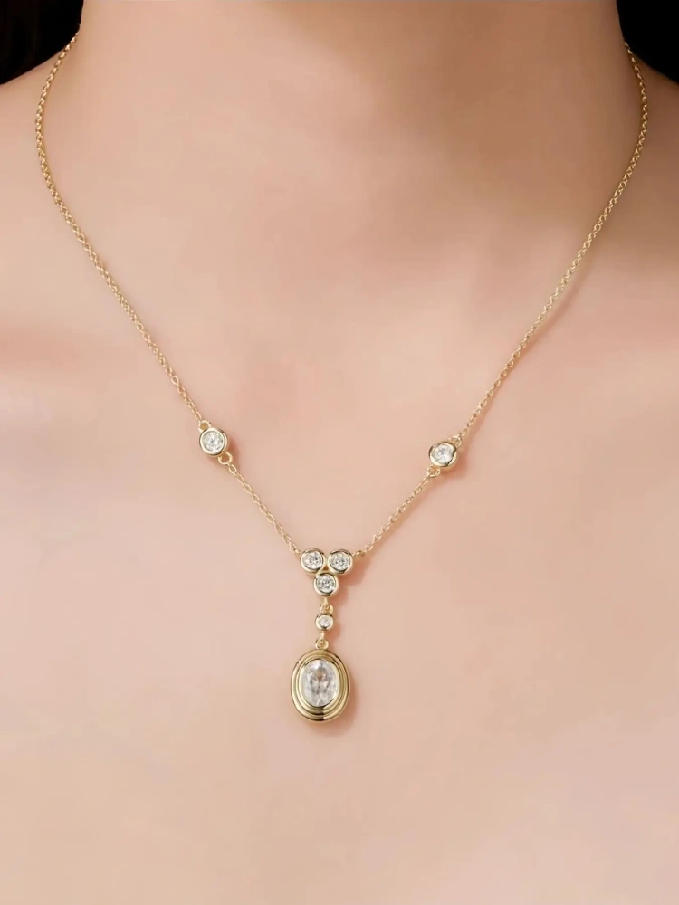Veeie Veein Luxury Brand S925 Sterling Silver Necklace With Moissanite Pendant High-End Silver Accessory For Women