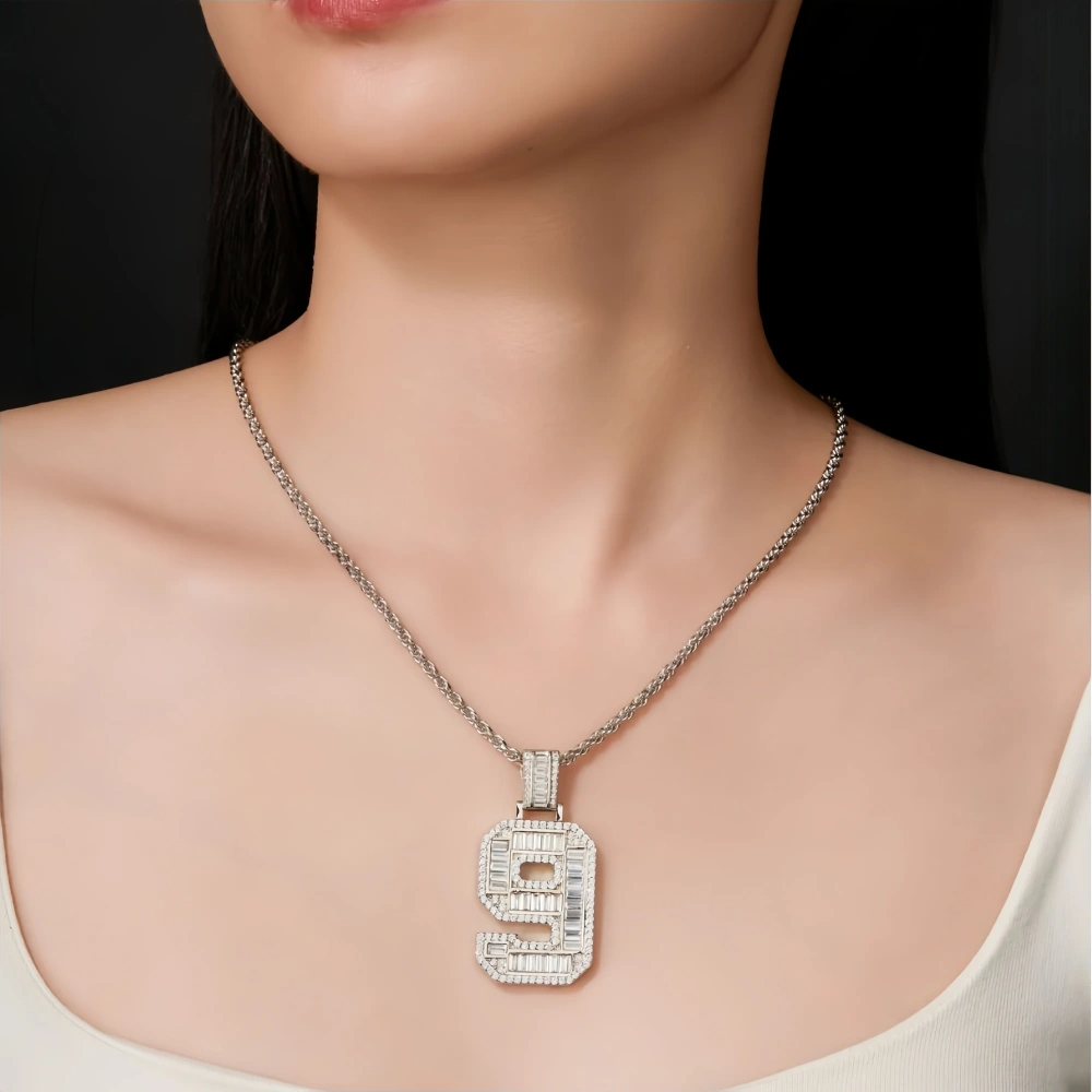 Veeie Veein Luxury Brand The New S925 Sterling Silver Necklace With Moissanite And Digital Pendant Necklace Jewelry