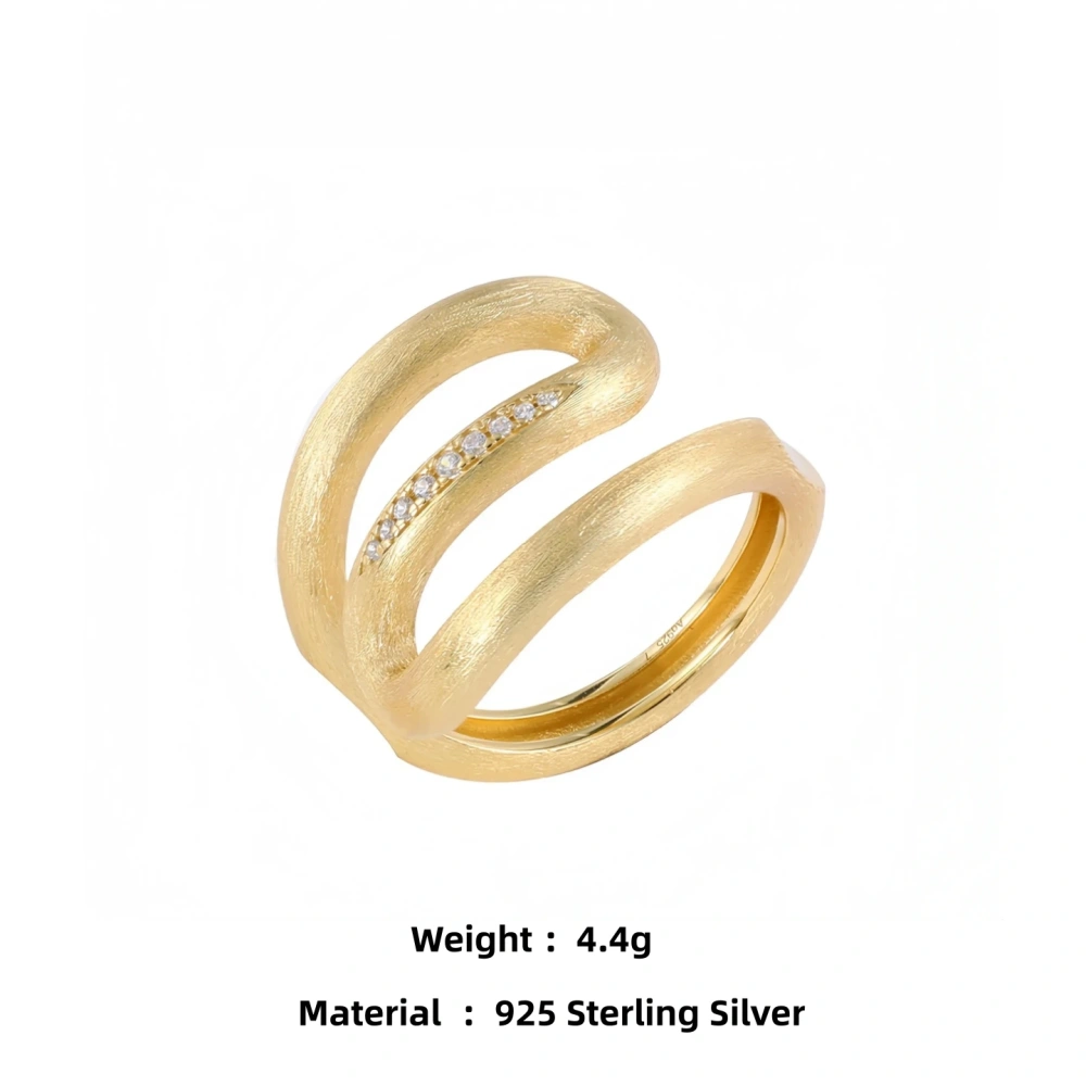 Mushan Luxury Brand Lrregular Shaped Diamond Studded Ring 18K Gold Plated Zircon Diamond 925 Sterling Silver Rings Fine Jewelry