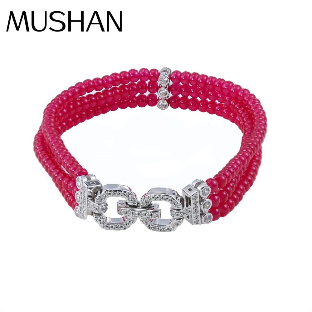 Mushan Luxury Brand Pigeon Blood Red Ruby Party Bangle Bracelet Zircon 925 Sterling Silver Bracelets Fine Jewelry