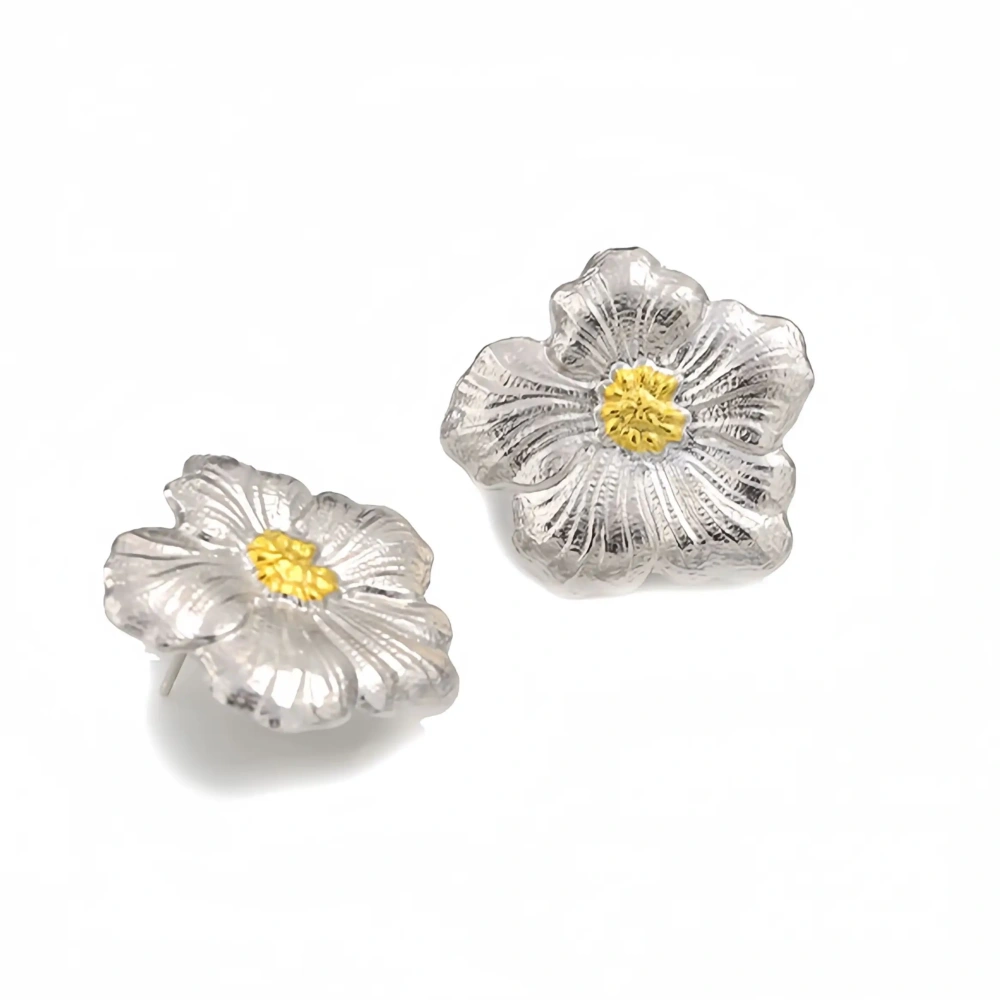 Mushan Luxury Brand New 925 Sterling Silver Gold-Plated Earrings From Bujia Cross-Border Gardenia Flower Earrings Jewelry