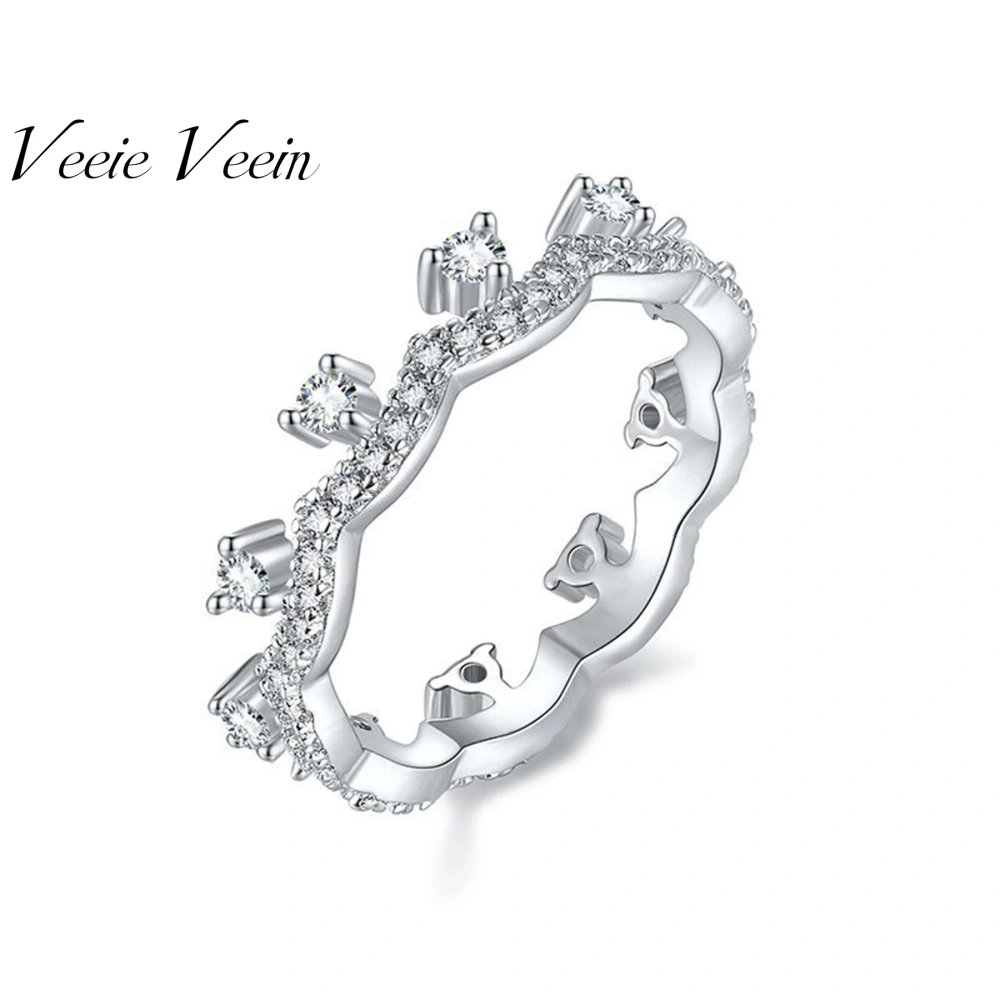 Veeie Veein Luxury Brand S925 Sterling Silver GRA Certificate Ring Niche Wavy Layering Women'S Ins Accessory Ring