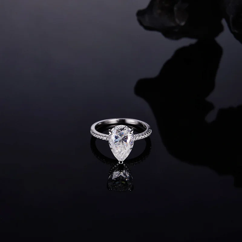 Veeie Veein Luxury Brand S925 Sterling Silver Ring 4-Carat Moissanite GRA Certificate Ring In An Irregular Teardrop Shape