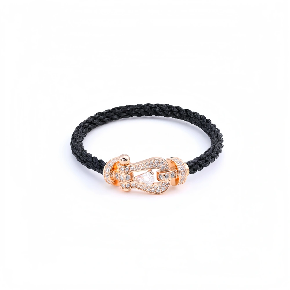Mushan Luxury Brand Horseshoe Buckle Zircon Diamond Studded Bracelet Gold Plated 925 Sterling Silver Bracelet For Women Jewelry