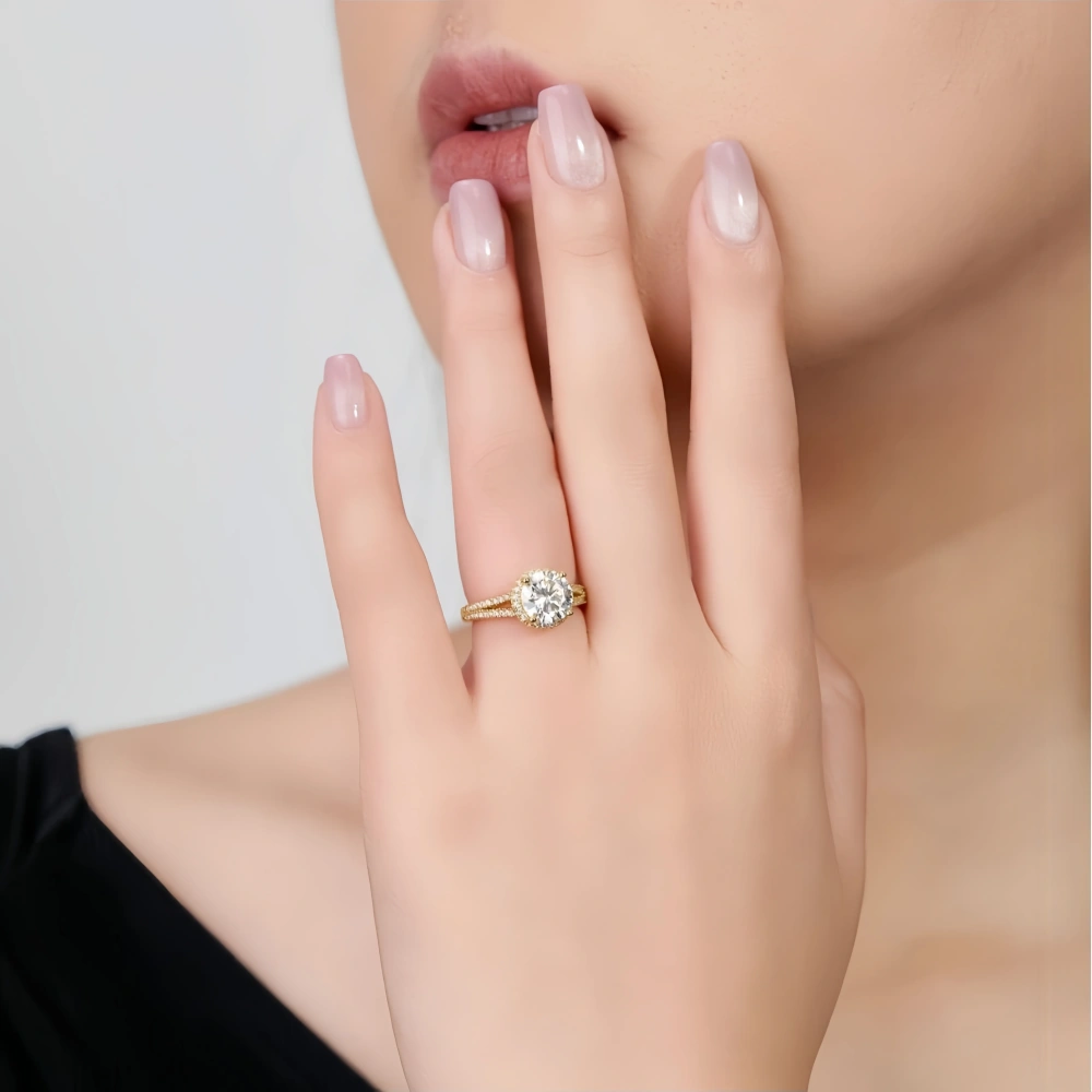 Veeie Veein Luxury Brand Designer Fashion S925 Sterling Silver Ring Moissanite GRA 2 Cara Ring Trend Ring Jewelry