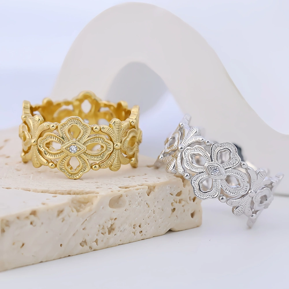 Mushan Luxury Brand Wire Drawn Hollow Pattern Woven Ring 18K Gold Plated 925 Sterling Silver Rings Fine Jewelry