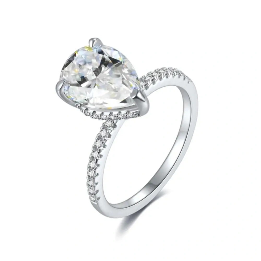 Veeie Veein Luxury Brand S925 Sterling Silver Ring 4-Carat Moissanite GRA Certificate Ring In An Irregular Teardrop Shape