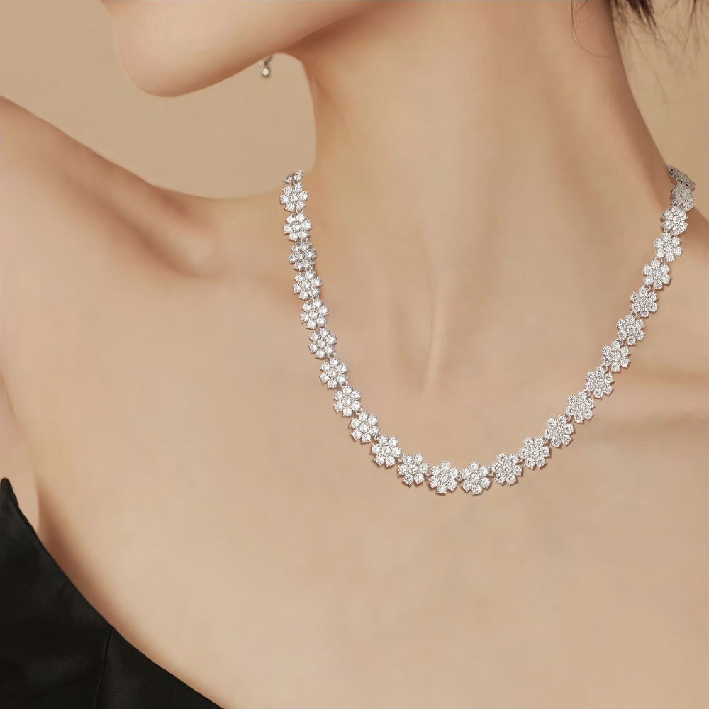Veeie Veein Luxury Brand S925 Sterling Silver Moissanite Necklace Sunflower Accessory Is Fashionable Versatile Fashion Jewelry