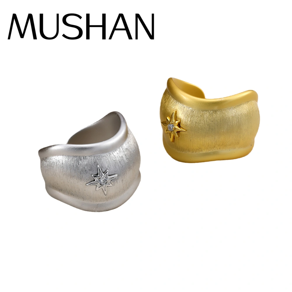 Mushan Luxury Brand High Quality Mid Style Starlight Brushed Ring  French Retro High End WomenS Ring Tail Ring Jewelry