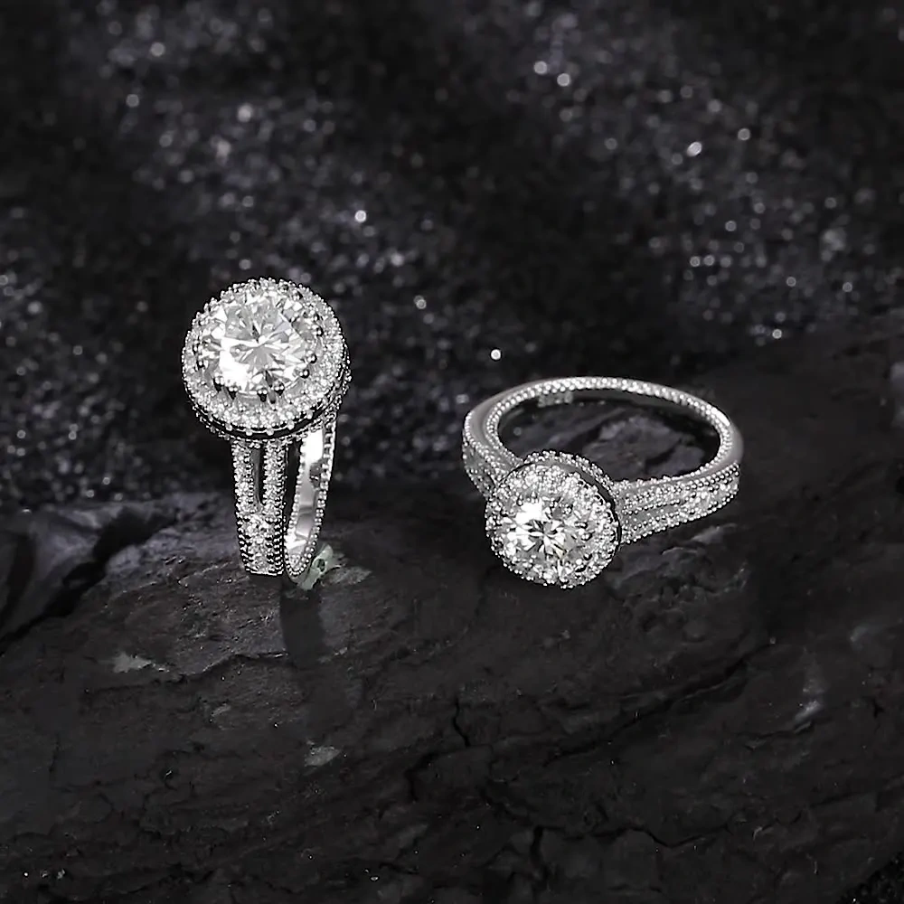 Veeie Veein Luxury Brand New Products Fashionable 925 Sterling Silver 1-2ct Moissan GRA Certificate Ring For Women