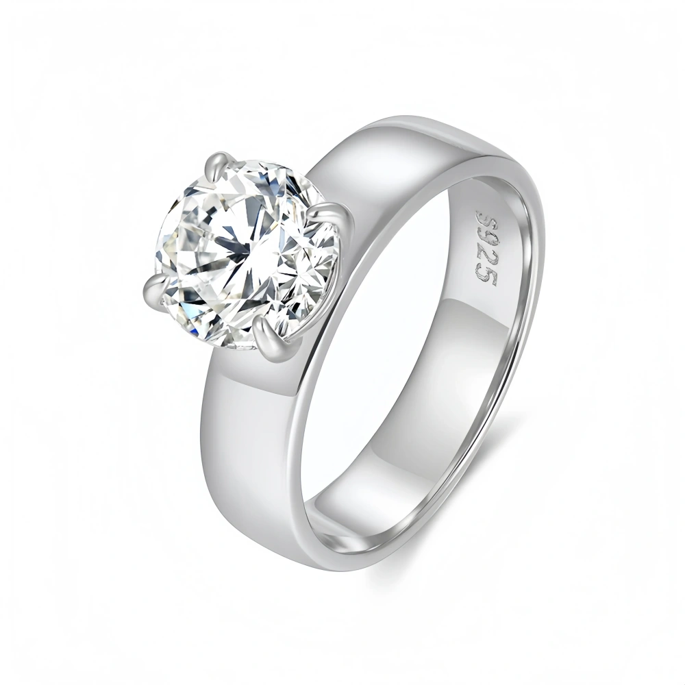 Veeie Veein Fashion S925 Sterling Silver Ring Moissanite GRA Certificate 2 Carats Four Claws Ring Trend Ring Jewelry