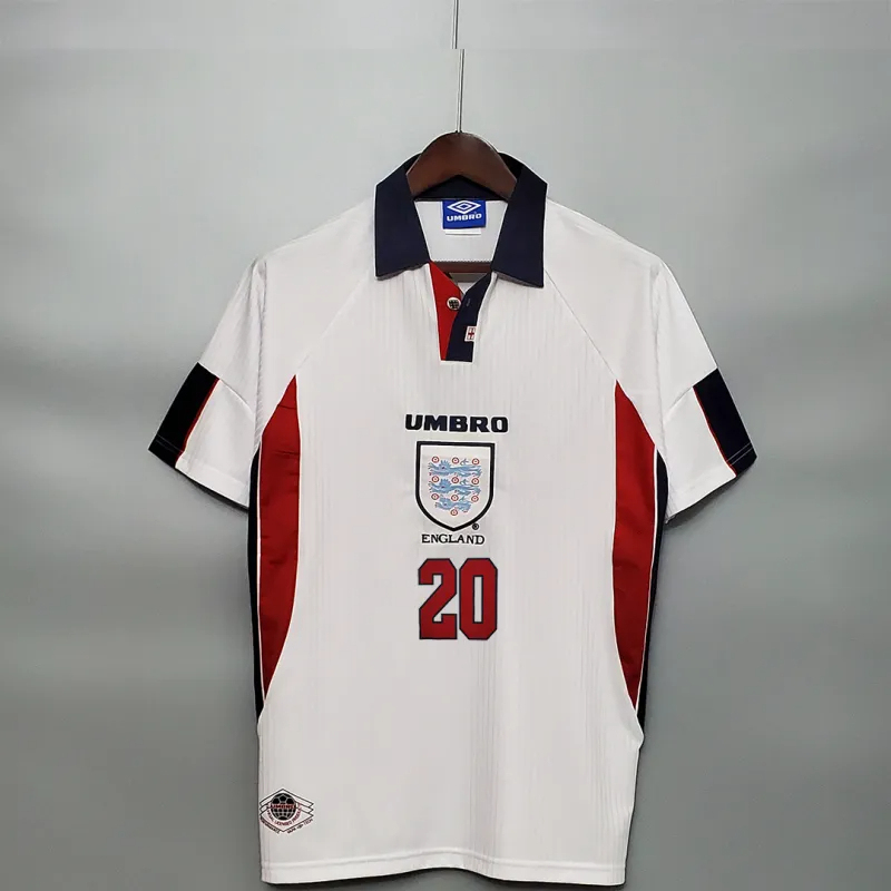 England Retro Soccer Jersey Home Custom Shirt World Cup 1998