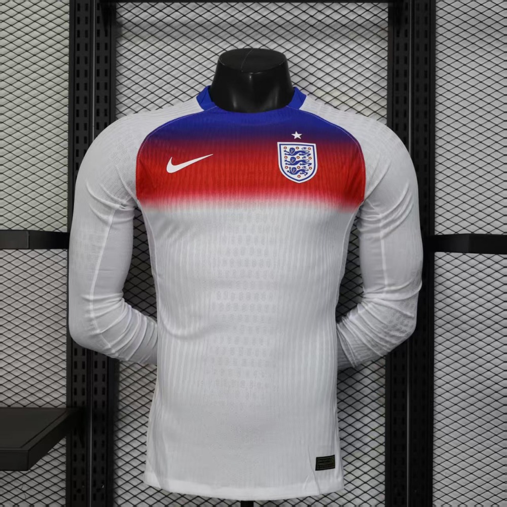 England Authentic Soccer Jersey Home Long Sleeve Shirt 2025