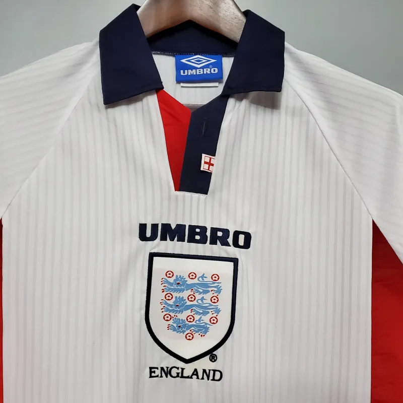England Retro Soccer Jersey Home Custom Long Sleeve Shirt World Cup 1998