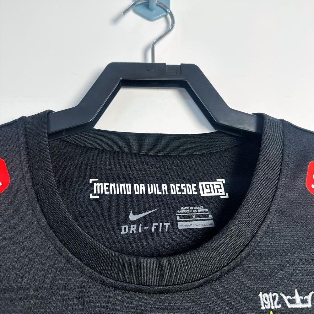 Santos FC Retro Soccer Jersey Black Edition Long Sleeve Custom Shirt 2012