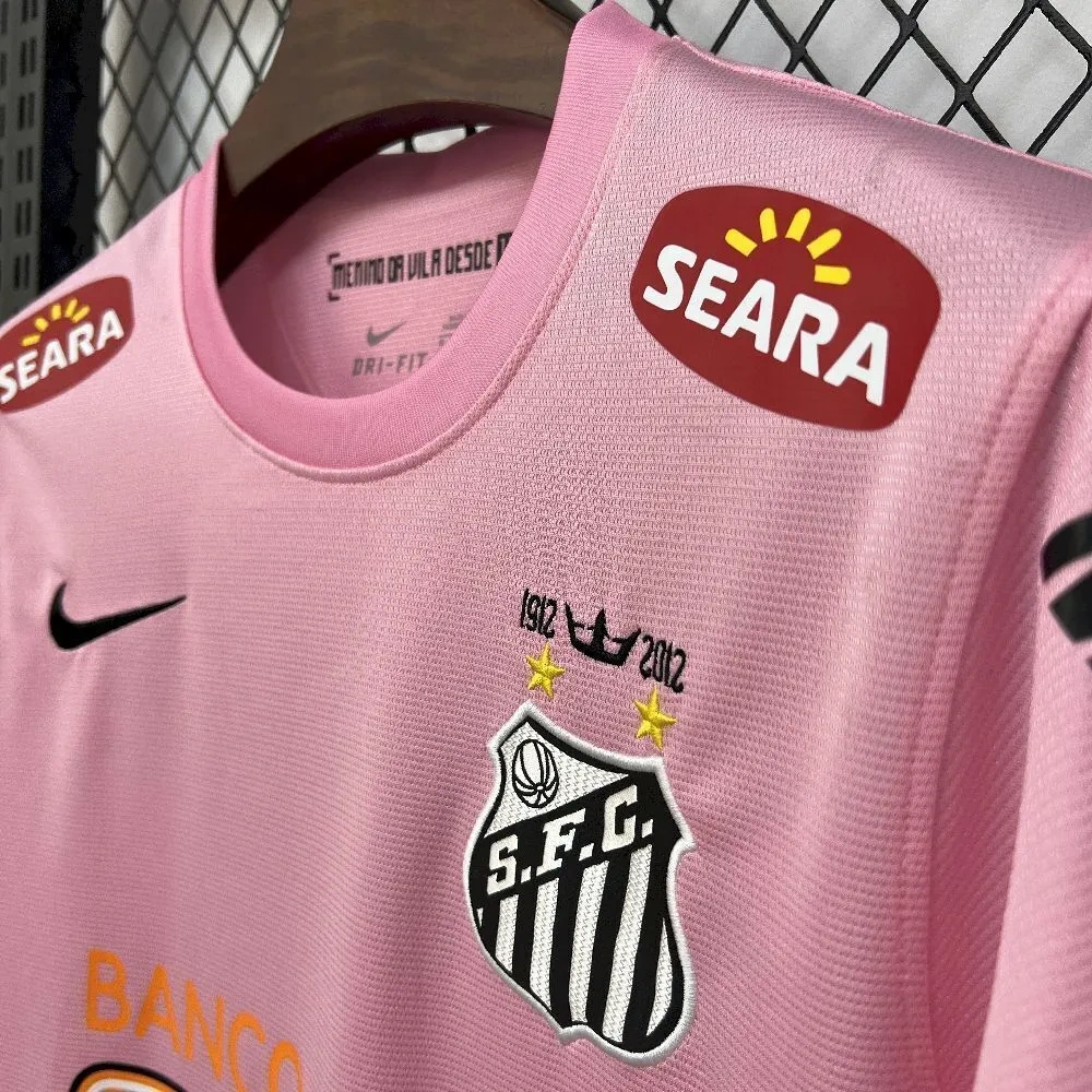 Santos FC Retro Soccer Jersey Pink Edition Custom Shirt 2011-12
