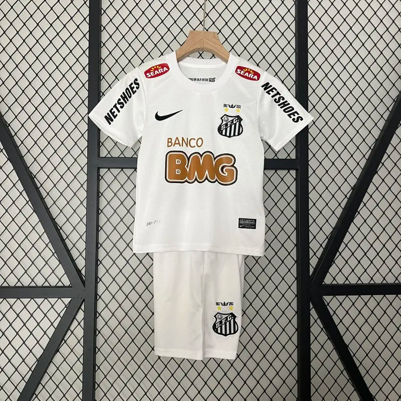 Santos FC Retro Soccer Jersey Home Kids Kit Jersey+Shorts 2012