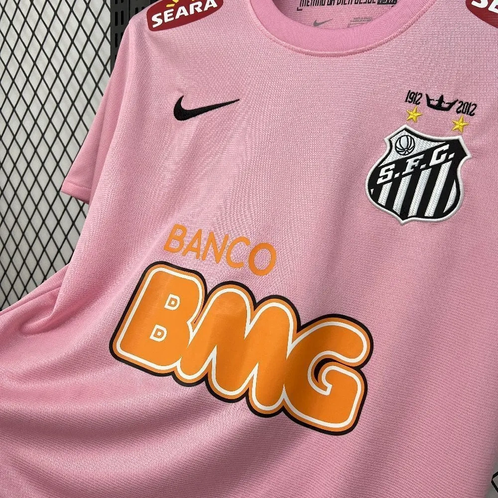 Santos FC Retro Soccer Jersey Pink Edition Custom Shirt 2011-12