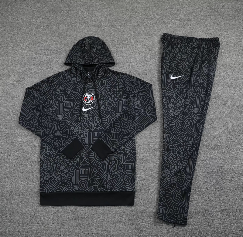 Club America Hoodie Training Kit (Sweatshirt+Pants) Black 2025/26