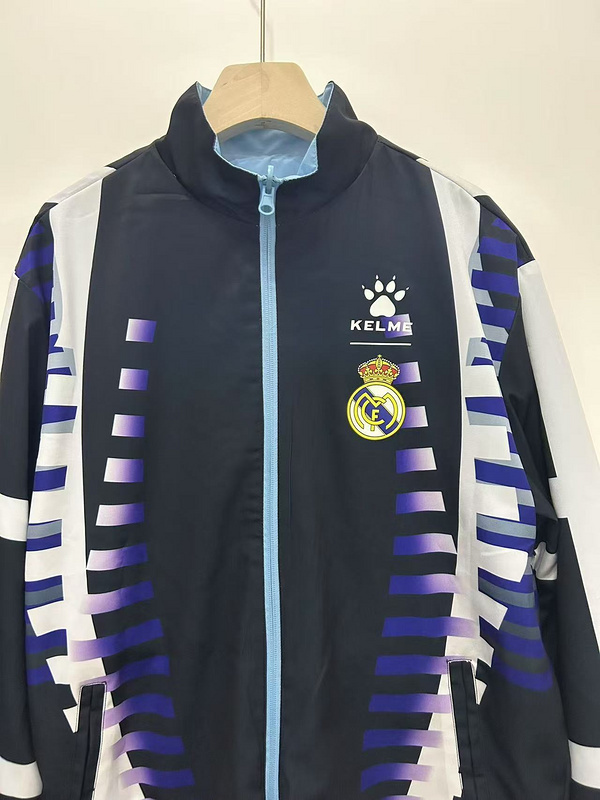 Real Madrid Retro Reversible Double-Sides Windbreaker Jacket White 1997-98