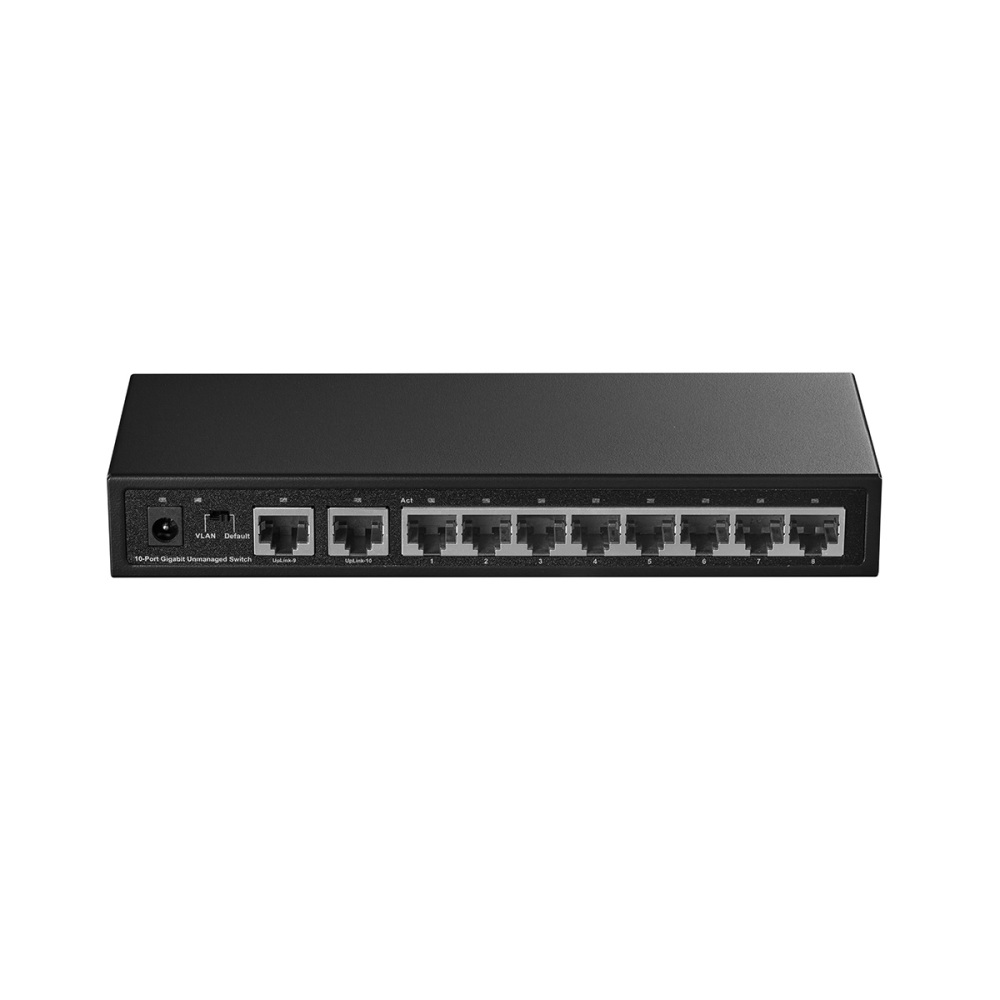 10 Port Gigabit Ethernet Switch, 8 Ports 100/1000Mbps, 2 Gigabit Uplink, Support Vlan, Metal Case Unmanaged Plug and Play