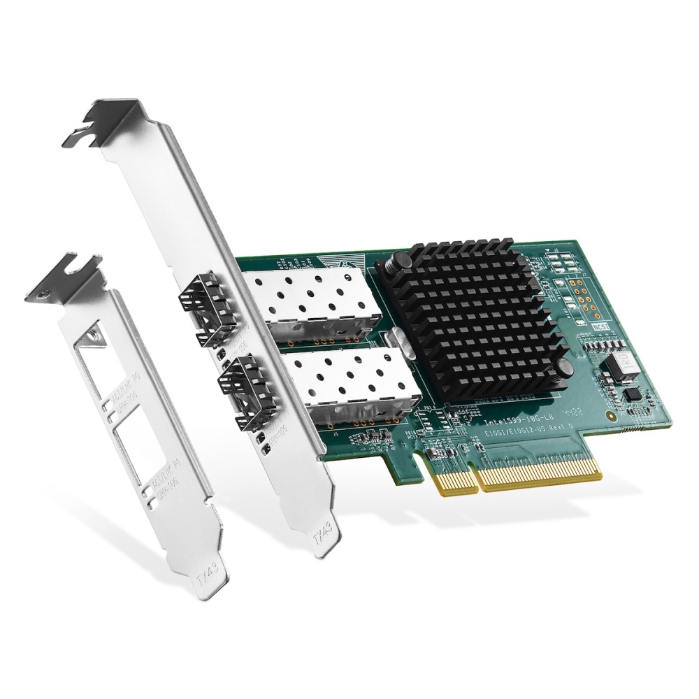2 Port 10G SFP+ PCIe Network Adapter, Intel X520 82599 LAN Controller, 10G/1G SFP+ Slot NIC Card for Windows/Linux/VMware