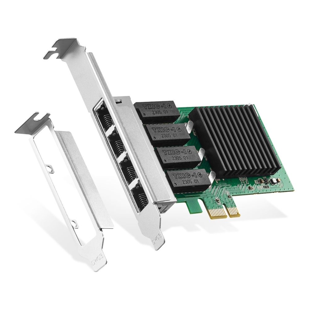 4 Port Gigabit PCIe Network Adapter, Realtek RT8111H Controller 1000/100Mbps Binardat Ethernet LAN NIC Card for Windows/Linux/Mac