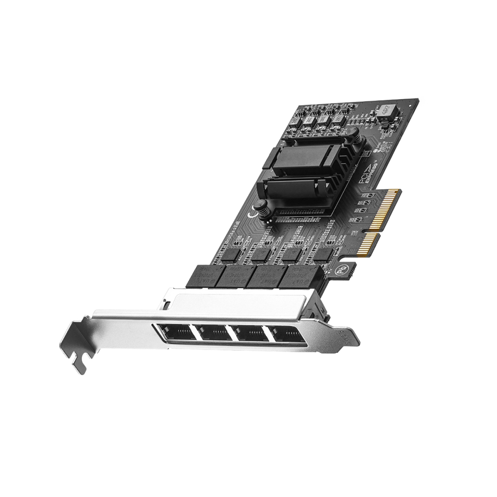 4 Port Gigabit PCIe Network Adapter, Realtek RT8111H Controller 1000/100Mbps Binardat Ethernet LAN NIC Card for Windows/Linux/Mac