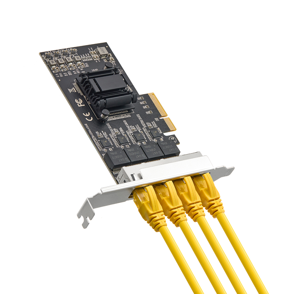 4 Port Gigabit PCIe Network Adapter, Realtek RT8111H Controller 1000/100Mbps Binardat Ethernet LAN NIC Card for Windows/Linux/Mac