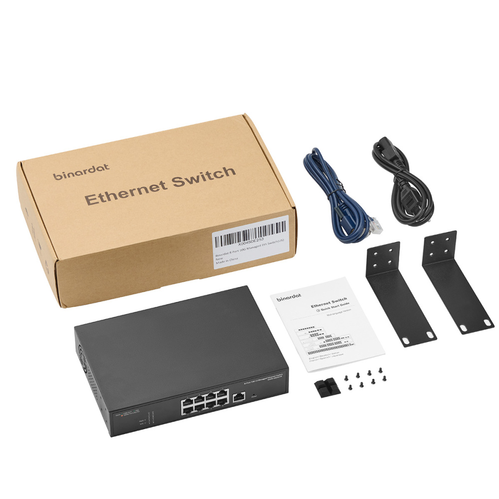 8 Port 10 Gigabit Managed Switch, Support 1G/2.5G/5G/10G Ethernet, 160Gbps Bandwidth, L3 Web/CLI Managed, Metal RackMount Network Switch