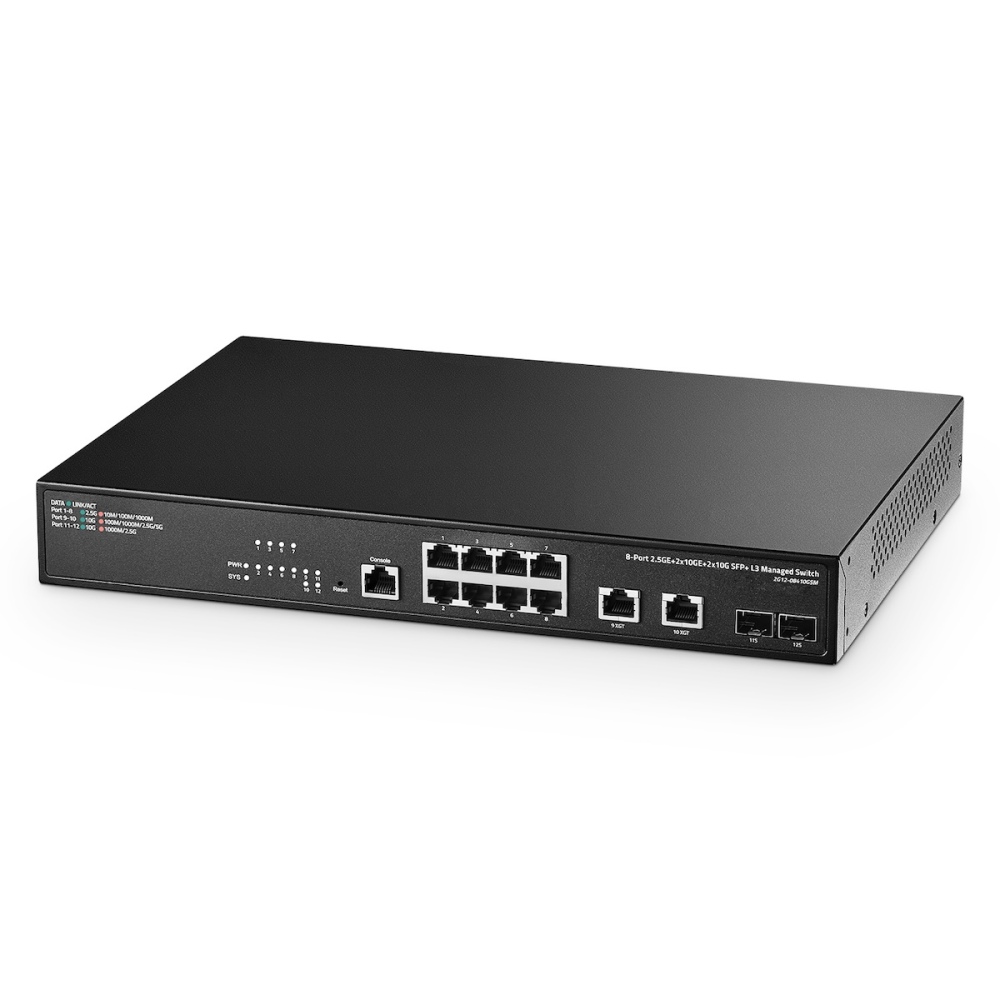 8 Port 2.5 Gigabit Managed Switch with 2x10G Ethernet Ports, 2x10G SFP+ Ports,1 Console Ports, Web/CLI L3 Managed, Rackmount Network Switch