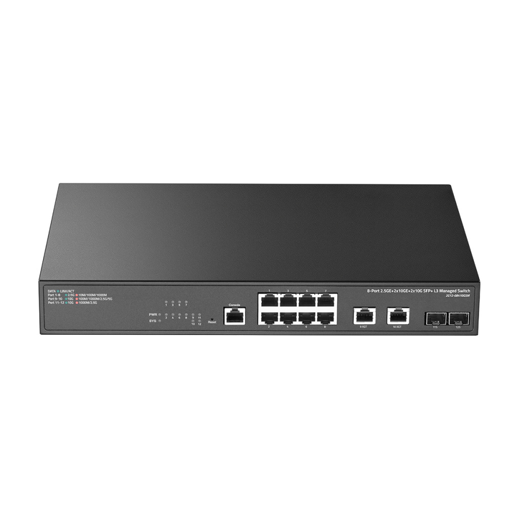 8 Port 2.5 Gigabit Managed Switch with 2x10G Ethernet Ports, 2x10G SFP+ Ports,1 Console Ports, Web/CLI L3 Managed, Rackmount Network Switch
