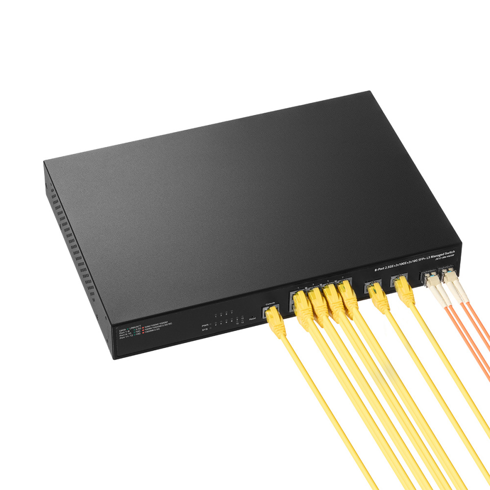 8 Port 2.5 Gigabit Managed Switch with 2x10G Ethernet Ports, 2x10G SFP+ Ports,1 Console Ports, Web/CLI L3 Managed, Rackmount Network Switch