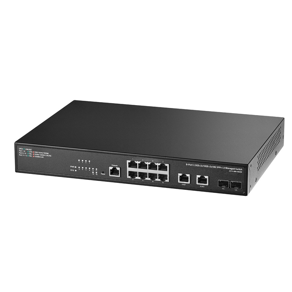 8 Port 2.5 Gigabit Managed Switch with 2x10G Ethernet Ports, 2x10G SFP+ Ports,1 Console Ports, Web/CLI L3 Managed, Rackmount Network Switch