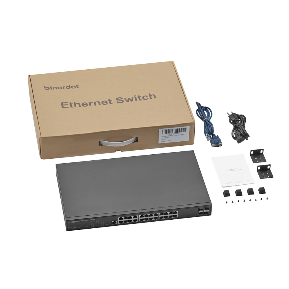 28 Port 2.5G Web Managed Switch, 24x2.5G Ethernet, 4x10 Gigabit SFP Ports, Web/CLI L3 Managed, Metal Multi-Gigabit Desktop/Rackmount Binardat Network Switch