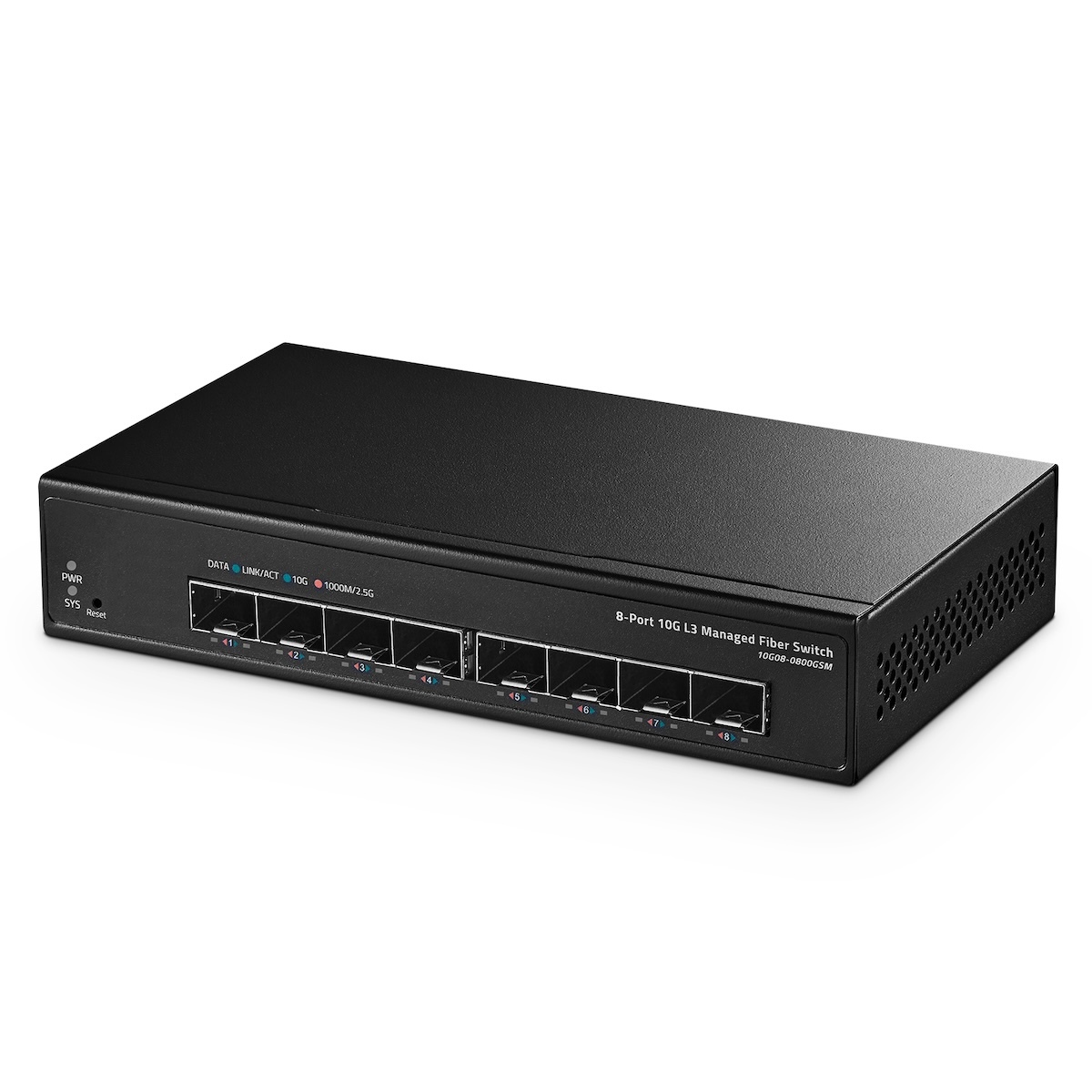 8 Port 10 Gigabit SFP Managed Switch, Support 1G Sfp and 10G Sfp+ Module, 160Gbps Bandwidth, L3 Web Managed, Metal Fanless Fiber Binardat Network Switch