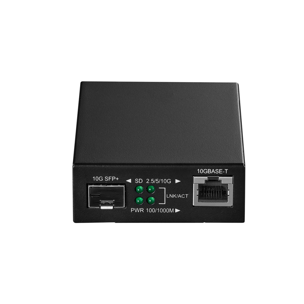 10G Fiber Media Coverter, 2 Port 10 Gigabit Binardat Ethernet Switch, 1 x 10G RJ45 Port, 1 x 10G SFP Port, Mini Metal Case Fanless, Unmanaged Plug and Play