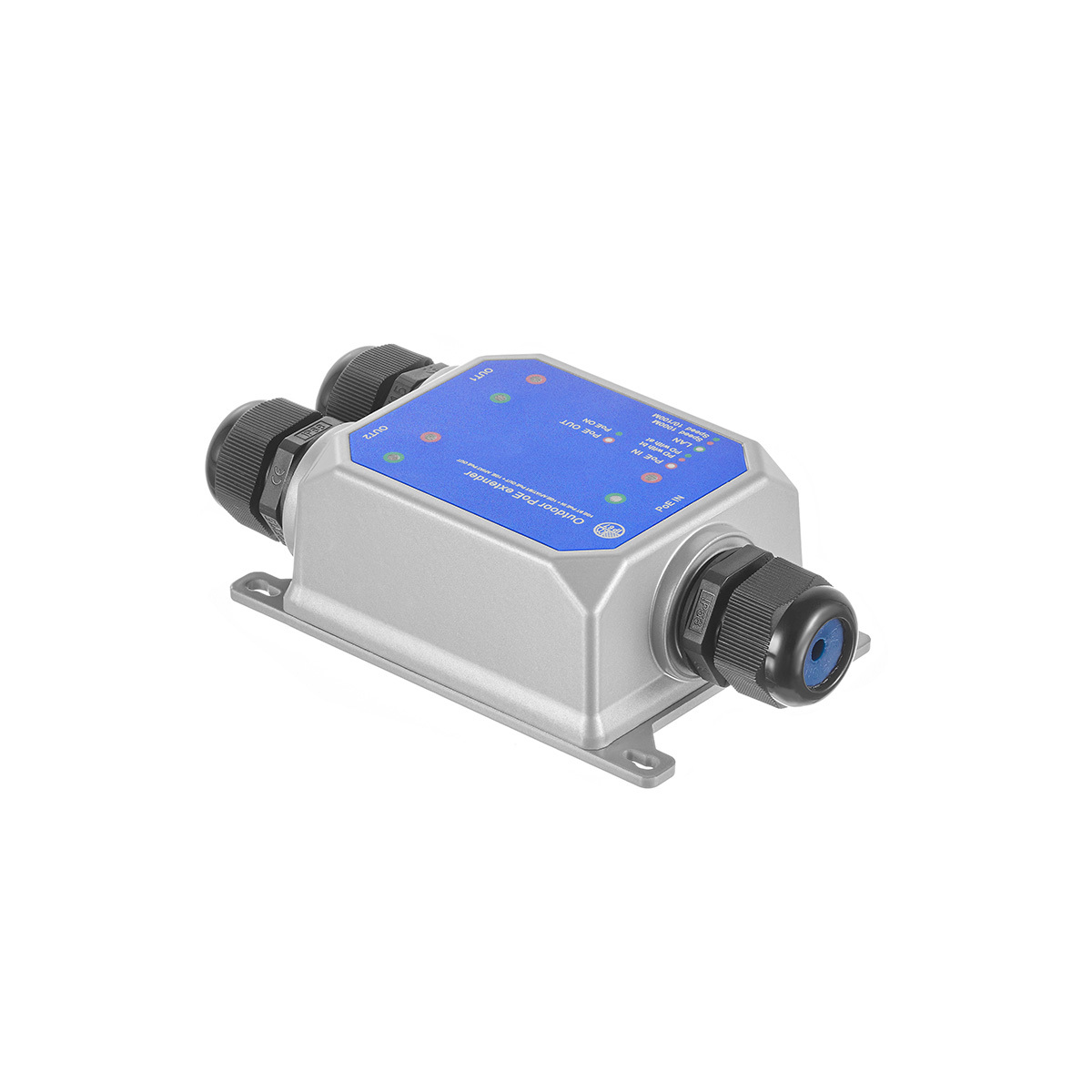 IP67 Outdoor Gigabit PoE Passthrough Switch, 1 PoE in 2 PoE Out Extender, IEEE802.3af/at/bt PoE Powered 90W, 10/100/1000Mbps Ethernet, Metal Wall Mount Waterproof Plug and Play