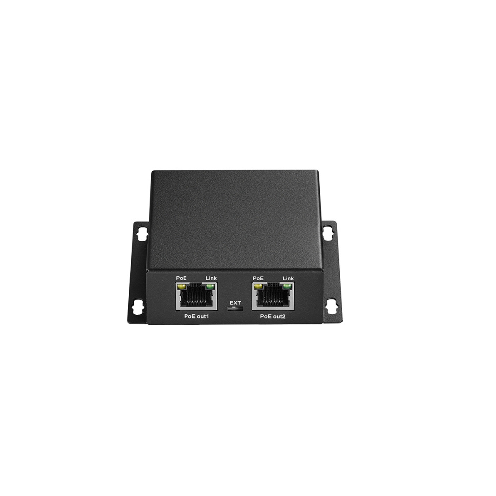 Gigabit PoE Extender Passthrough Switch, 1 PoE in 2 PoE Out, IEEE802.3af/at/bt PoE Powered Max 60W, Hi-PoE 90W, 10/100/1000Mbps, Metal Small Wall Mount PoE Extender/Injector/Network Extender