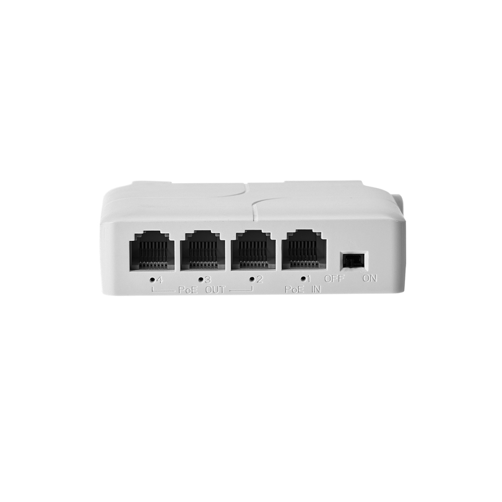 Gigabit PoE Passthrough Switch, 1 PoE in 3 PoE Out Extender, IEEE802.3af/at PoE Powered, 10/100/1000Mbps Ethernet, din-Rail & Wall Mount
