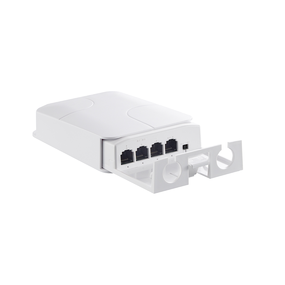 Outdoor PoE Passthrough Switch, 1 POE in 4 POE Extender, IEEE802.3af/at/bt Powered 90W, 100Mbps Ethernet, Wall Mount Waterproof Plug and Play